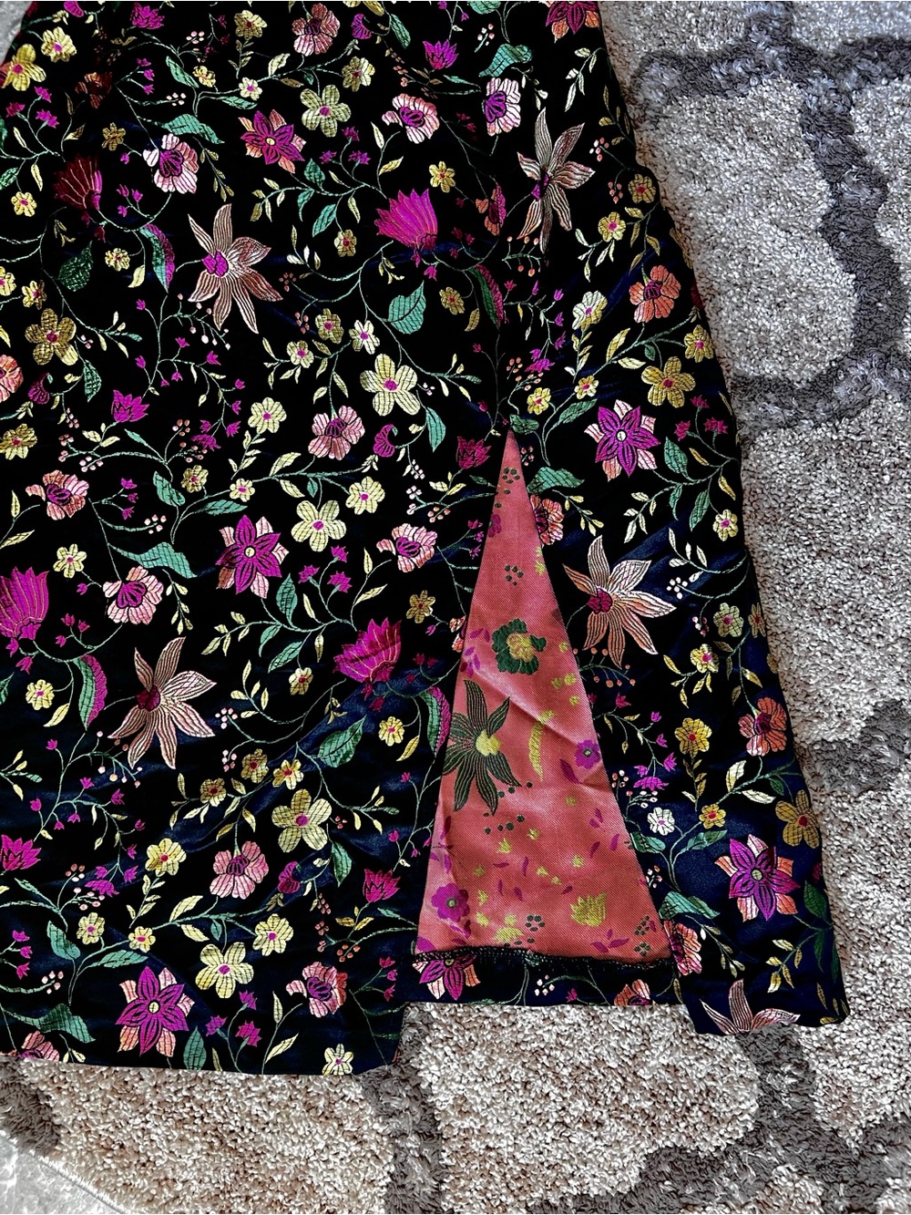 Lulus Floral Jacquard Satin Dress|Size XS - Picture 7 of 7